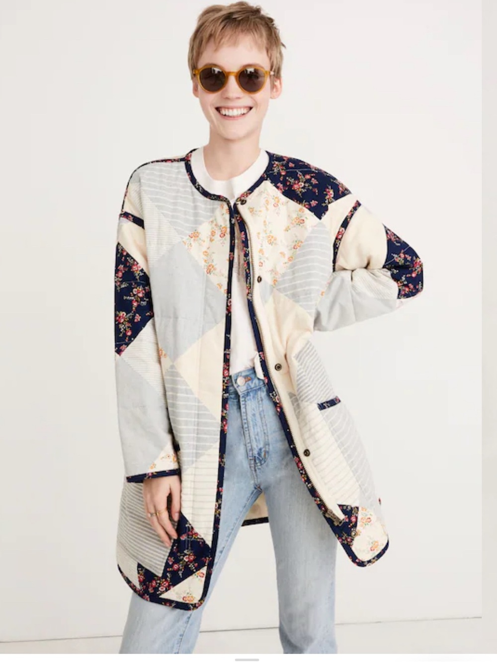 Madewell x The New Denim Project patchwork quilted jacket ladies size Large